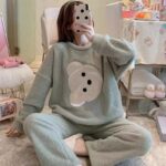 Pyjama imprimé en flanelle pour femme_14