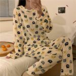 Pyjama imprimé en flanelle pour femme_15