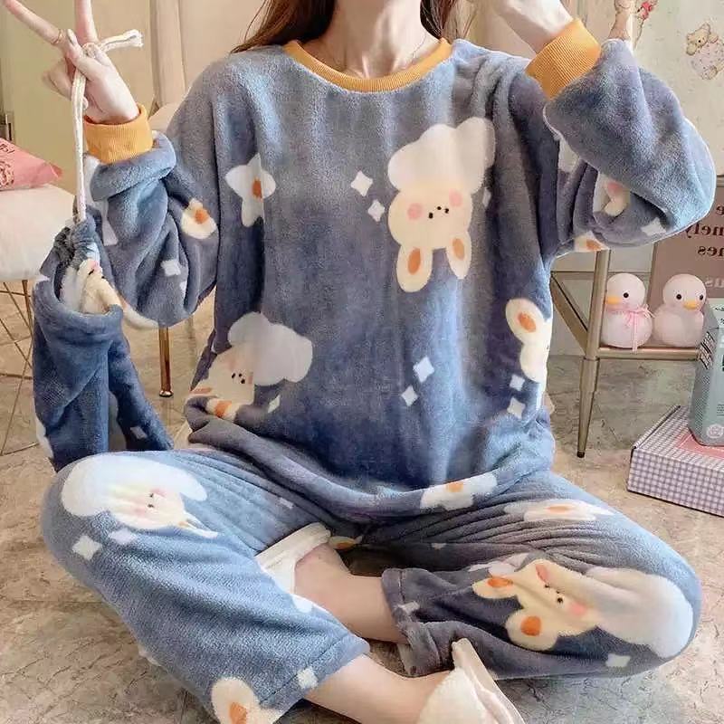 Pyjama imprimé en flanelle pour femme