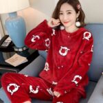 Pyjama imprimé en flanelle pour femme_25
