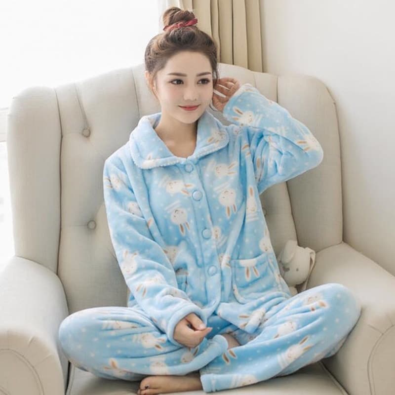 Pyjama mignon en corail polaire pour femme_4