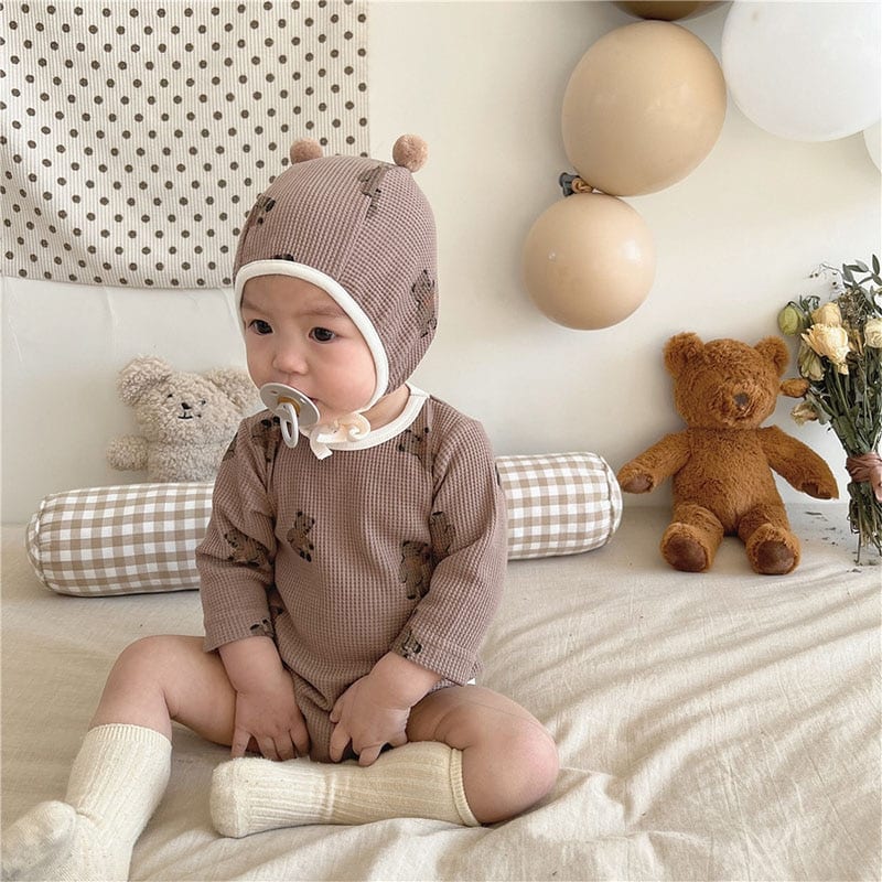 Pyjama mignon pour bébé à motif ours en coton_1