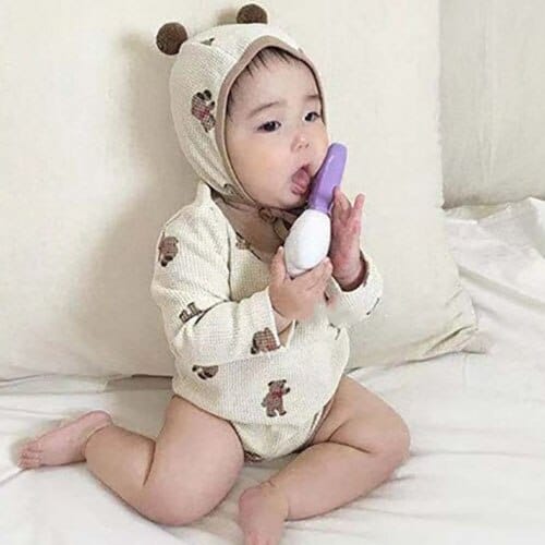 Pyjama mignon pour bébé à motif ours en coton Beige 6-9 mois
