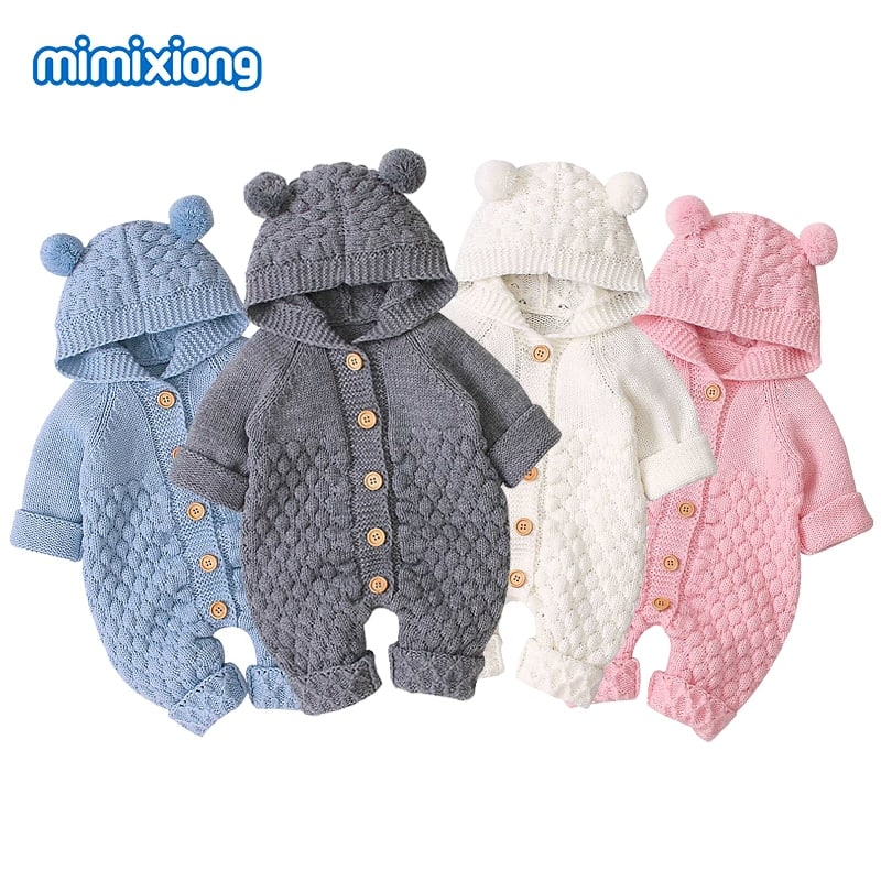 Pyjama mignon tricoté en coton avec capuche pour enfant_1