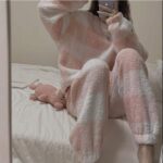 Pyjama polaire à motif petit ourson pour femmes_15
