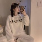 Pyjama polaire à motif petit ourson pour femmes_19