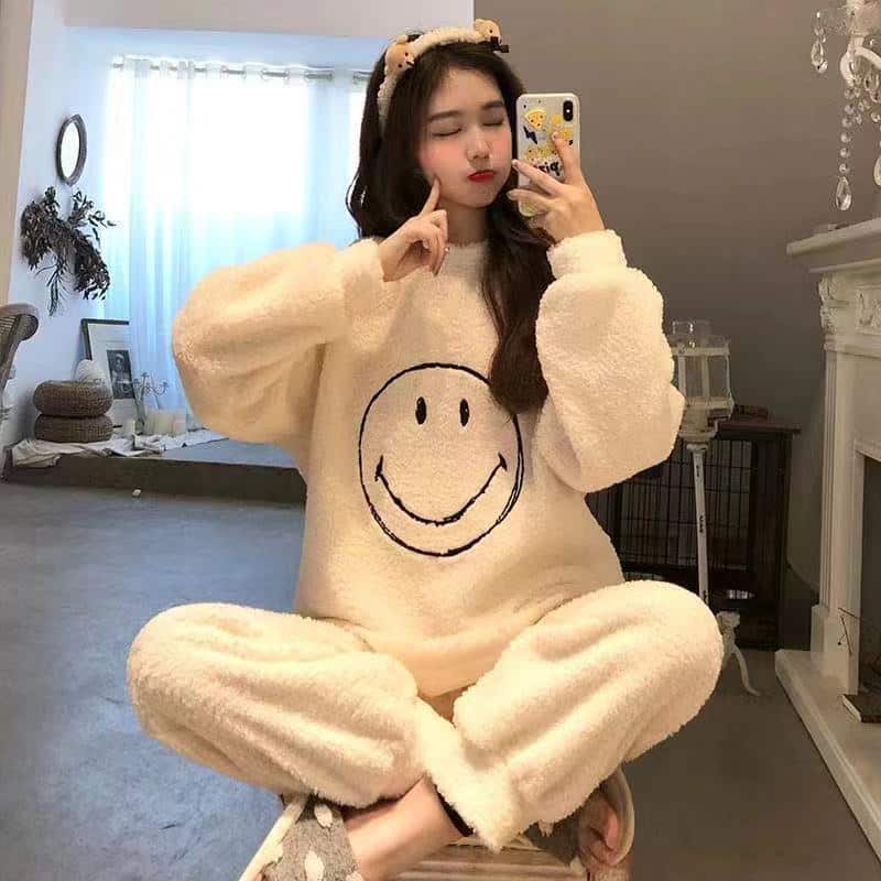 Pyjama polaire à motif petit ourson pour femmes
