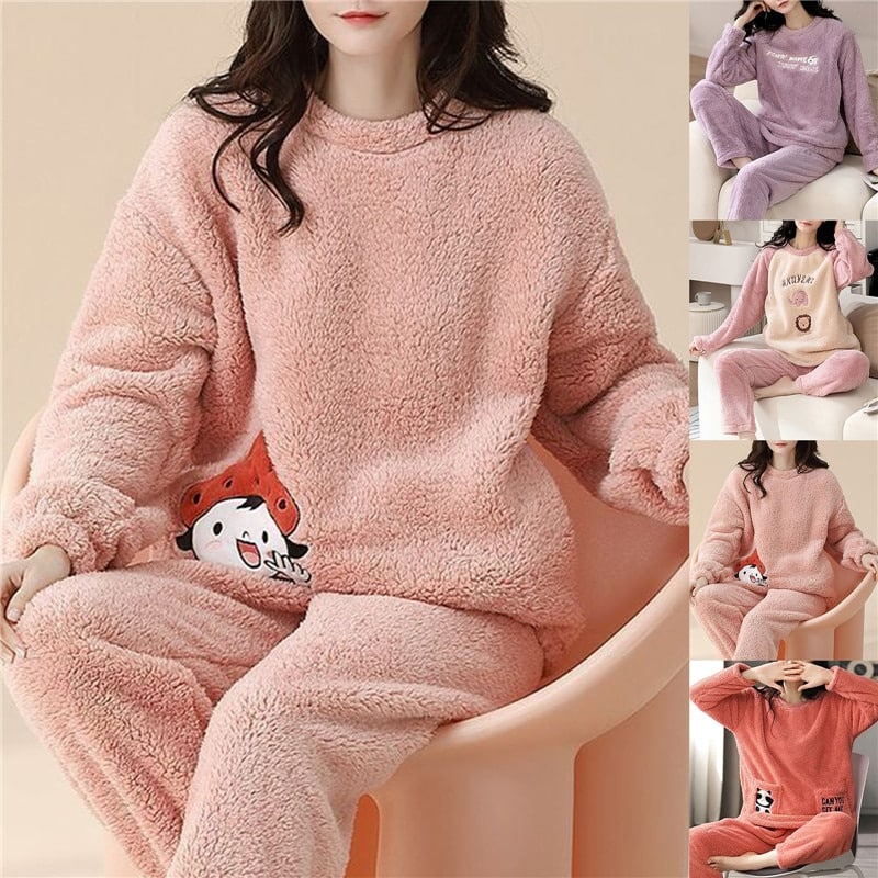 Pyjama pour femme épais et chaud en flanelle_1