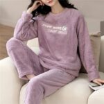 Pyjama pour femme épais et chaud en flanelle_10