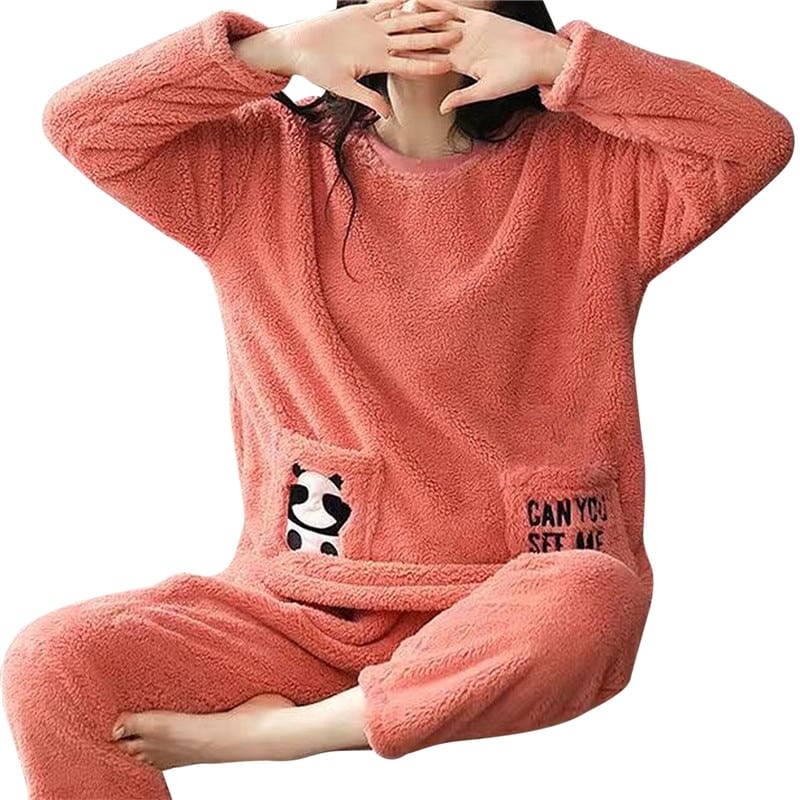Pyjama pour femme épais et chaud en flanelle_3