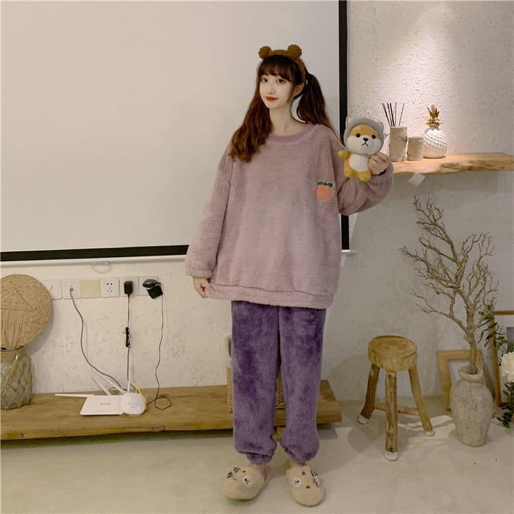 Pyjama pour femmes à col rabattu design originale Violet XXL