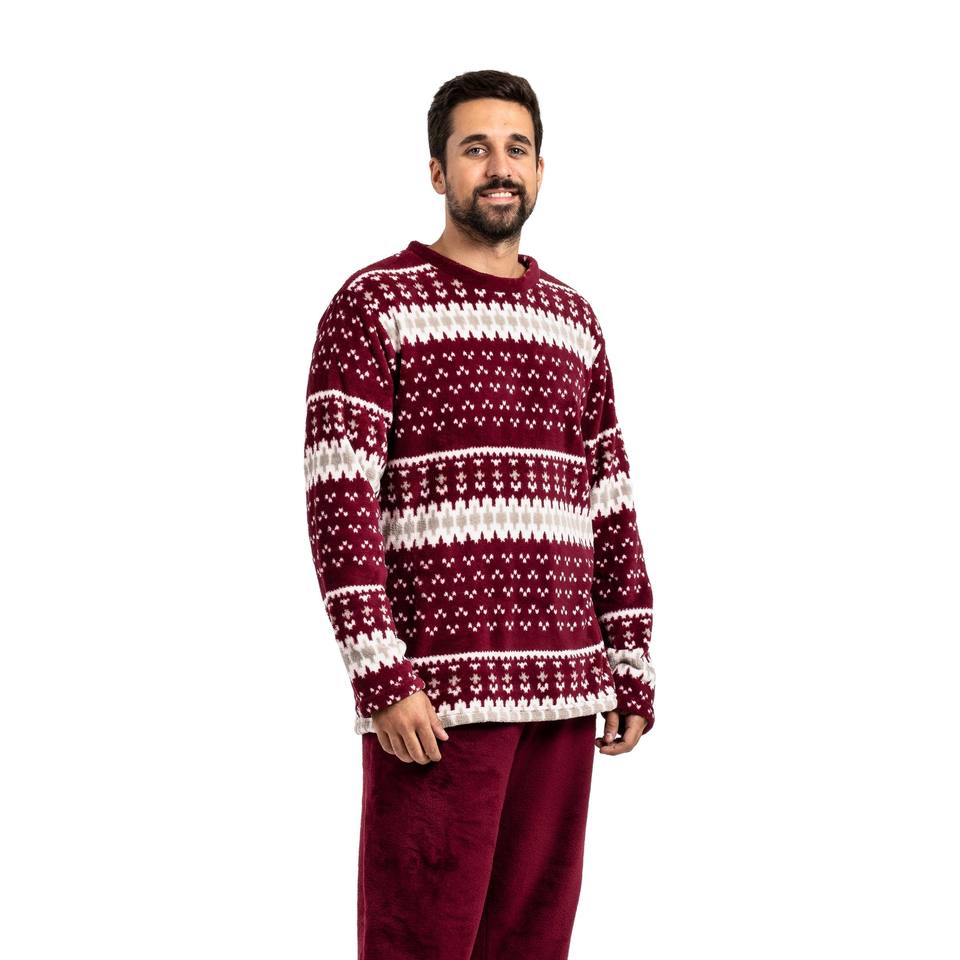 Pyjama pour homme super doux et chaud avec imprimés originaux Kendall Bourgogne S Espagne