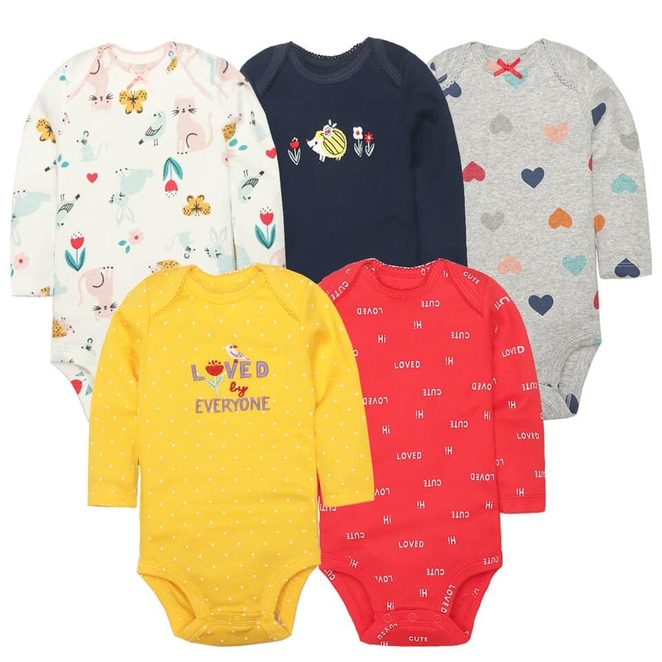 Pyjama une pièce à manches longues pour enfant en coton 5 pièces 3mois___
