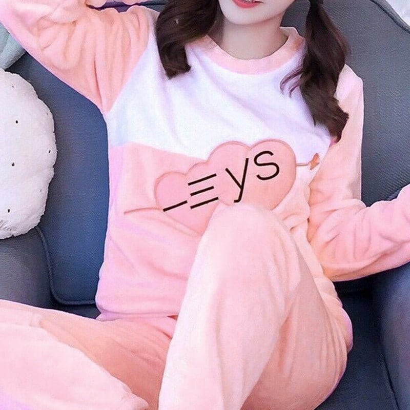 Pyjamas flanelle coréenne pour adolescent nouveau modèle Rose claire XL