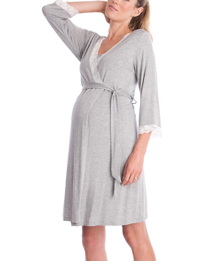 pyjama robe de grossesse simple et doux en dentelle