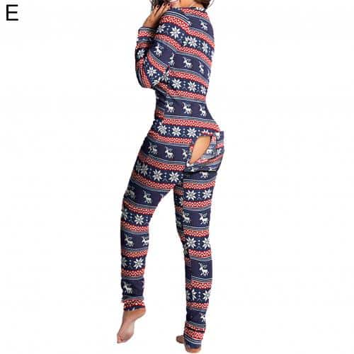Combinaison pyjama de noël sexy avec découpe fonctionnelle Bleu S