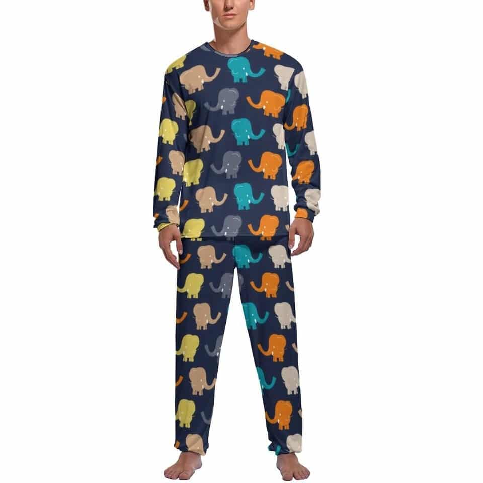 Cool pyjama 2 pièces manches longues imprimé éléphant Bleu marine 2XL China