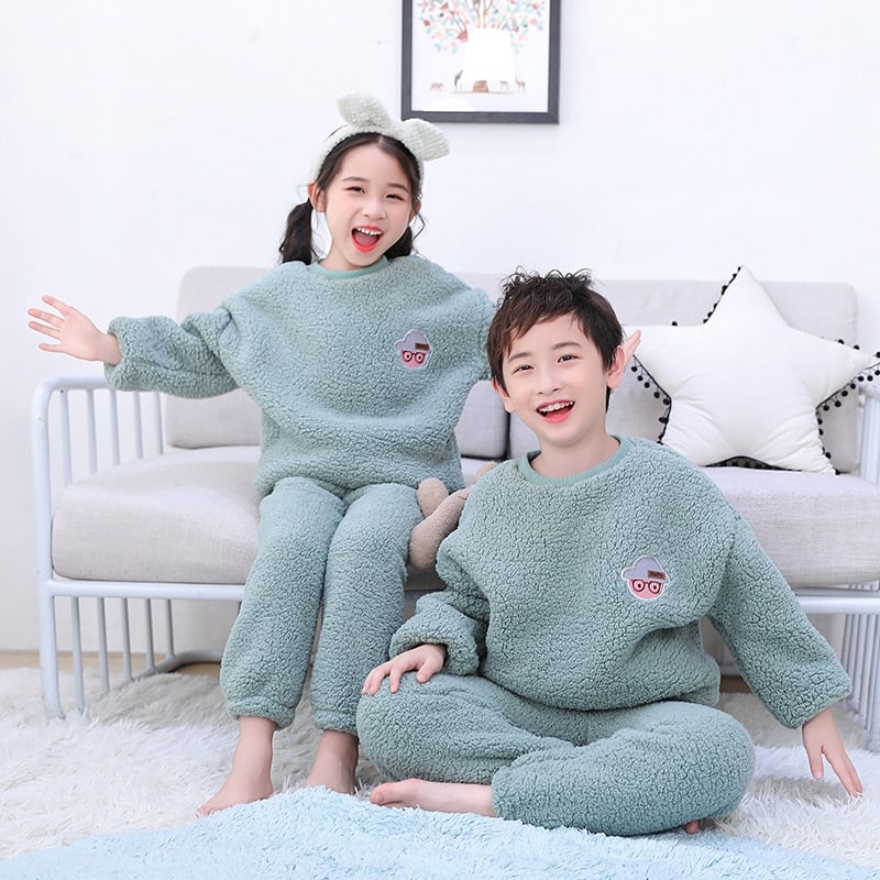 Ensemble Pyjamas polaire en flanelle épaisse pour filles_2