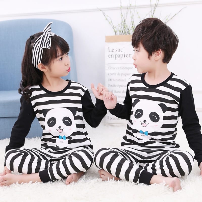 Ensemble de pyjama en coton pour enfants à motif panda_1