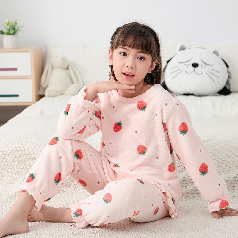 Pyjama pilou pilou chaud à imprimé de princesse pour fille - Pyjama D'Or