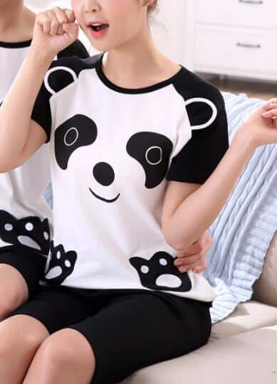 Ensemble pyjama Panda pour couple en coton_2