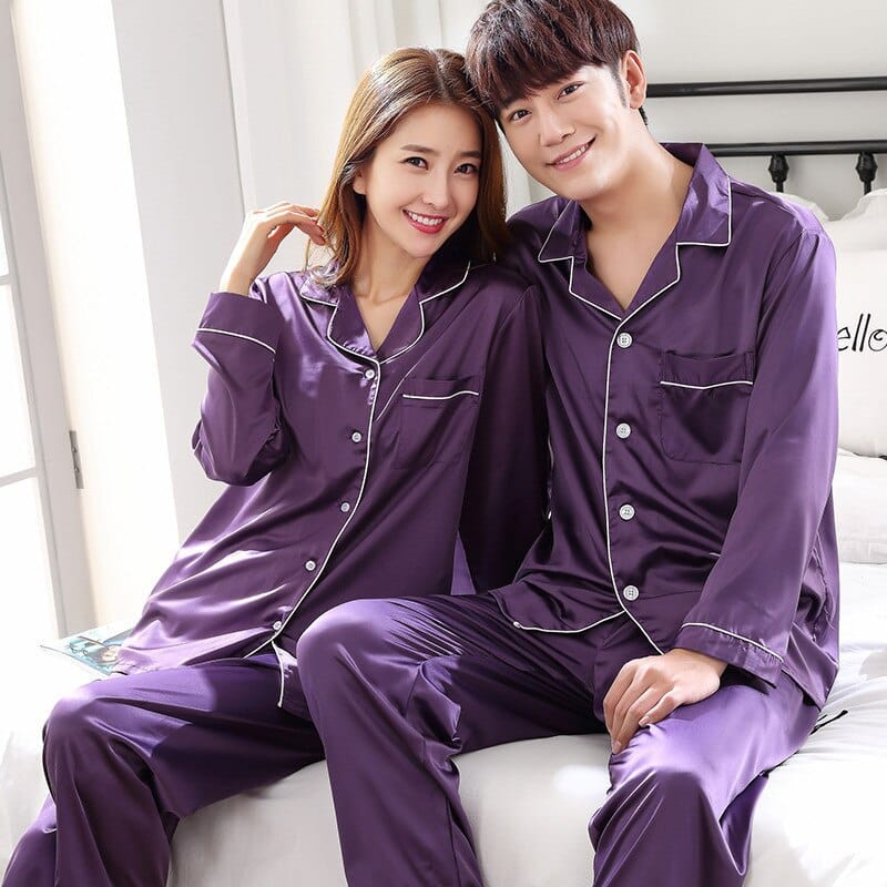 Ensemble pyjama couple tendance en soie glacée_9