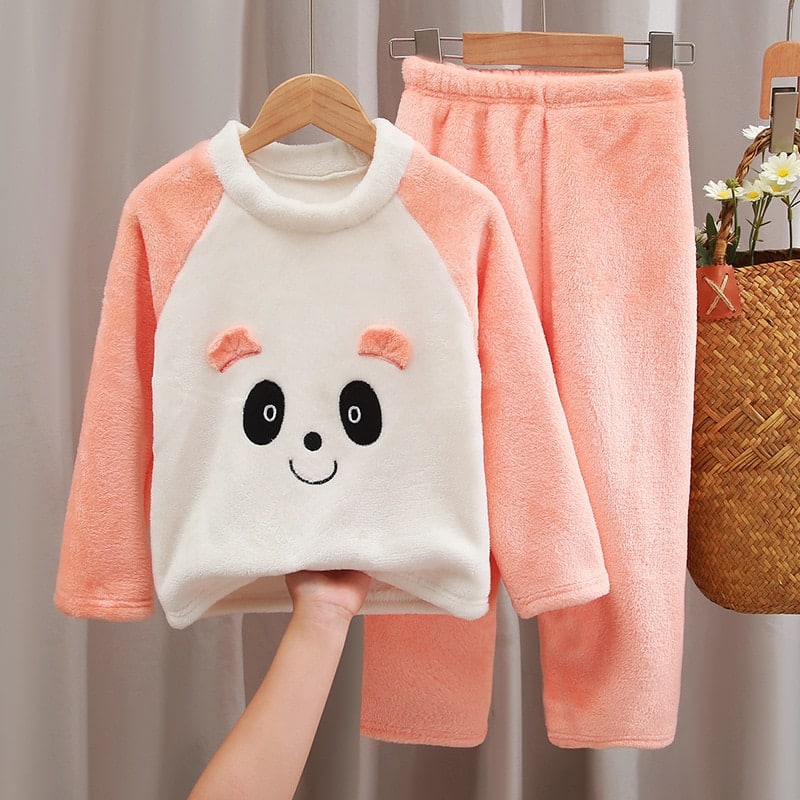 Ensemble pyjama panda en flanelle épaisse et polaire pour enfants_4