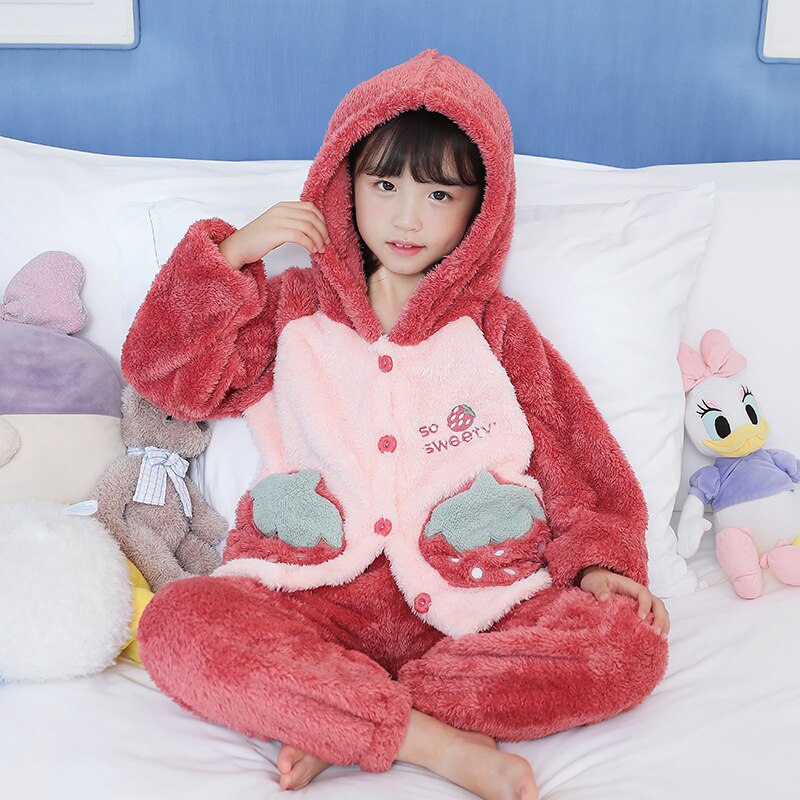 Ensemble pyjama polaire pour fille en peluche