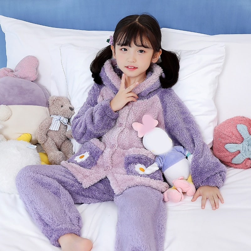 Ensemble pyjama polaire pour fille en peluche Fleur 12ans (115-125cm)