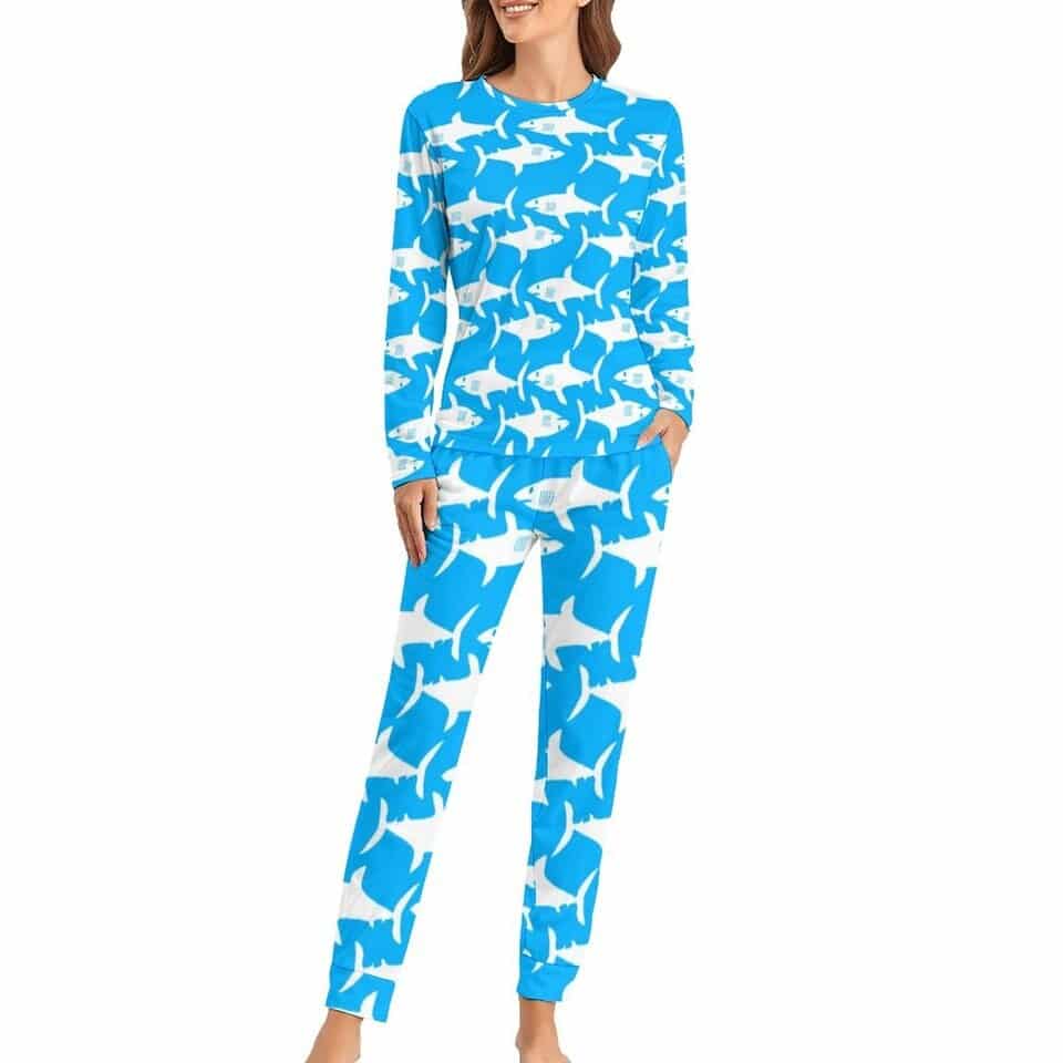 Ensemble pyjama romantique à manches longues imprimé requin_16