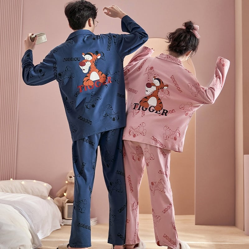 Ensemble pyjama tigre en coton pour hommes et femmes_1