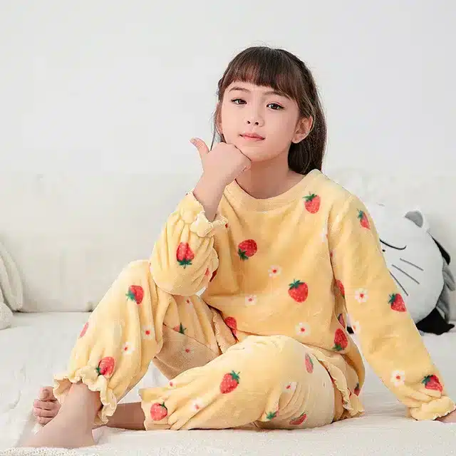 Ensemble pyjama chaud d'hiver pour enfants, vêtements de nuit en