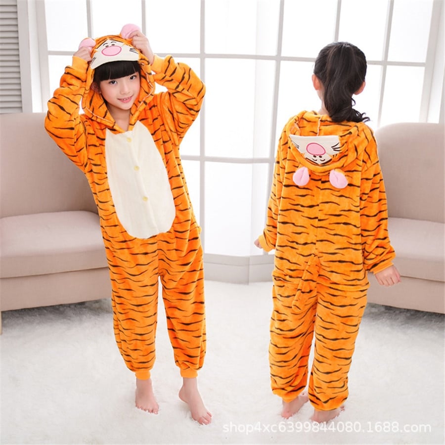 Pyjama Panda pour enfants avec capuche et manches longues en flanelle