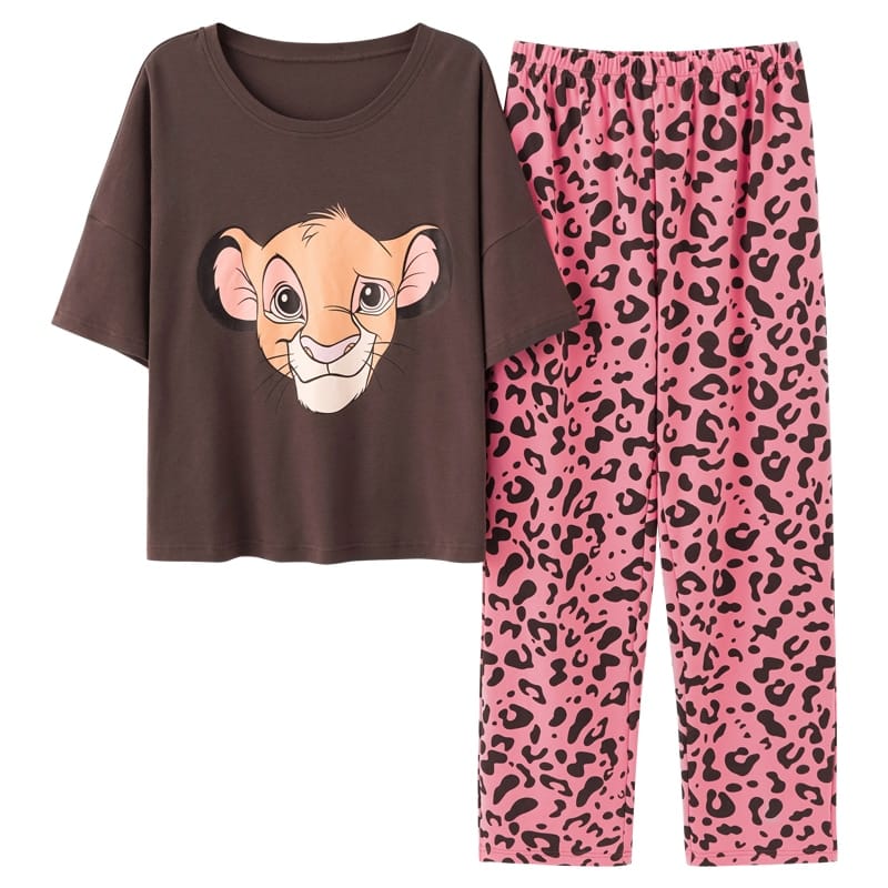 Pyjama à manches courtes pour femmes avec motif Roi lion_1