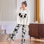 Pyjama à manches longues pour femmes avec motif panda en coton_6