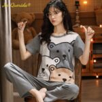 Pyjama avec motif chat en coton doux pour Couple_20
