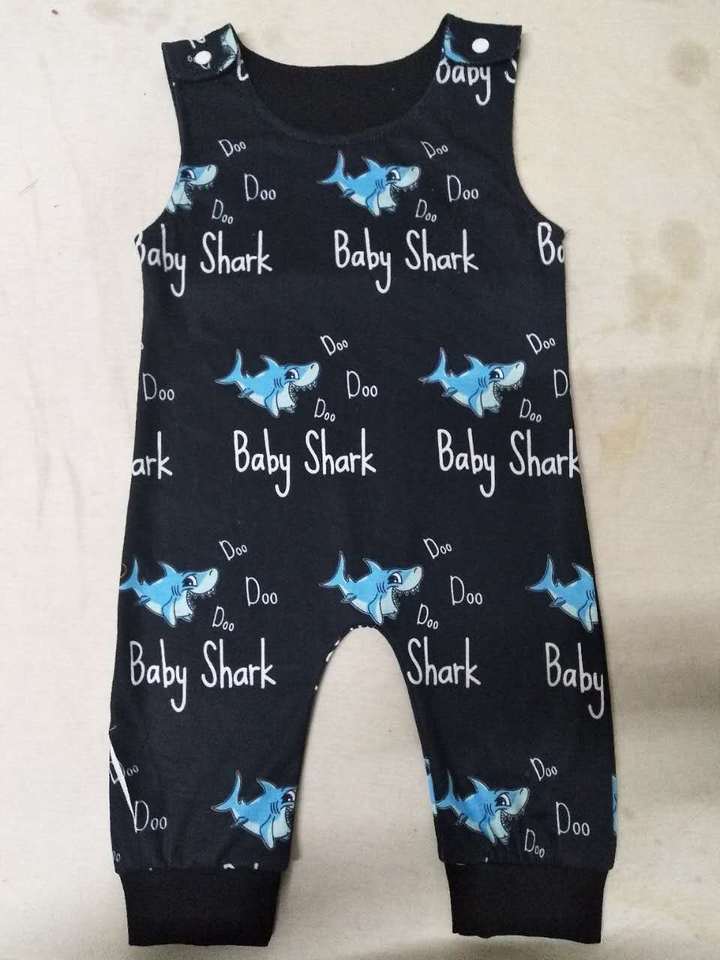 Pyjama barboteuse requin sans manches pour bébé Noir 100cm