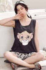 Pyjama d'été en coton pour femmes à imprimé Roi lion_6