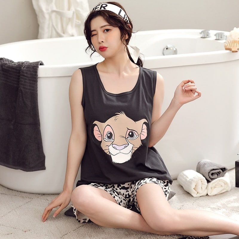Pyjama d'été en coton pour femmes à imprimé Roi lion Chine XXXL