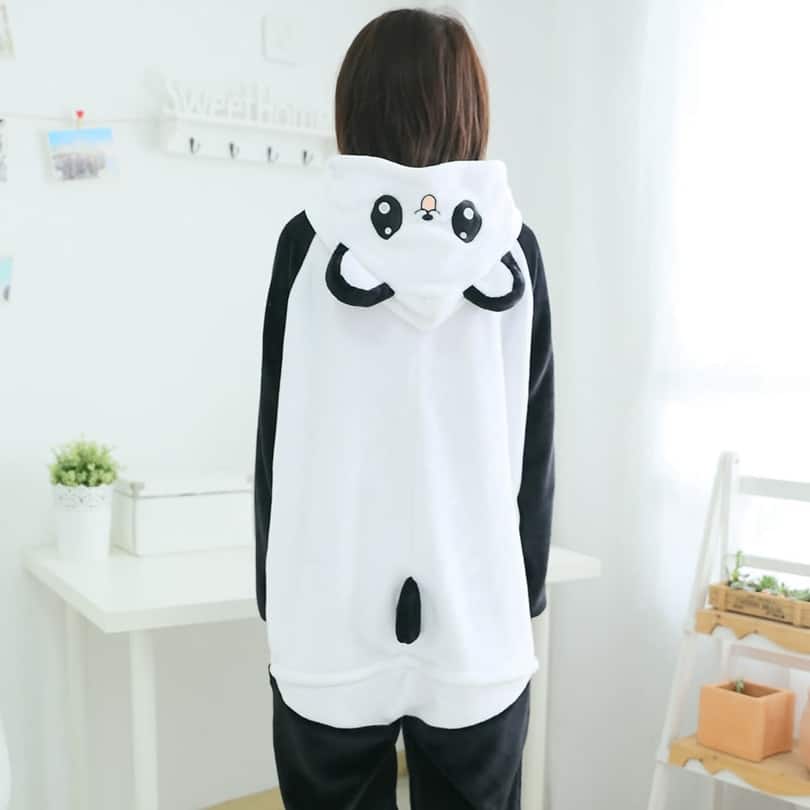 Pyjama d'hiver à motif Panda en polyester pour femmes_1