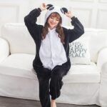Pyjama d'hiver à motif Panda en polyester pour femmes_14