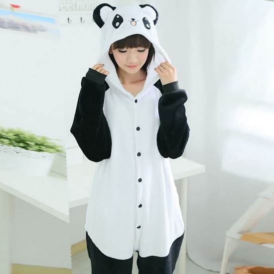 Pyjama d'hiver à motif Panda en polyester pour femmes