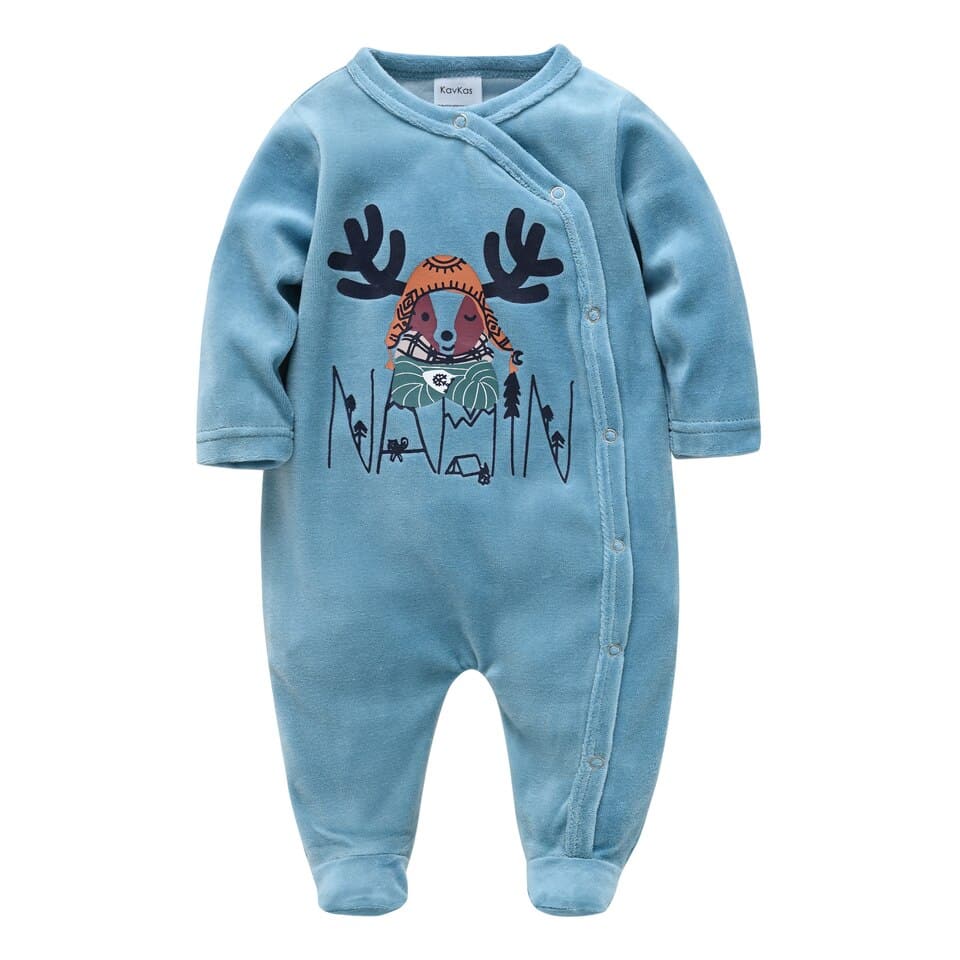 Pyjama d'hiver en flanelle polaire pour bébé Bleue 0-3mois