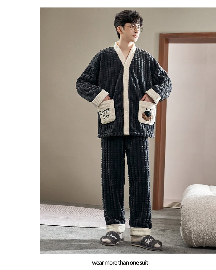 Pyjama d'hiver pour homme et femme en velours à motif chien Homme M---XXXL