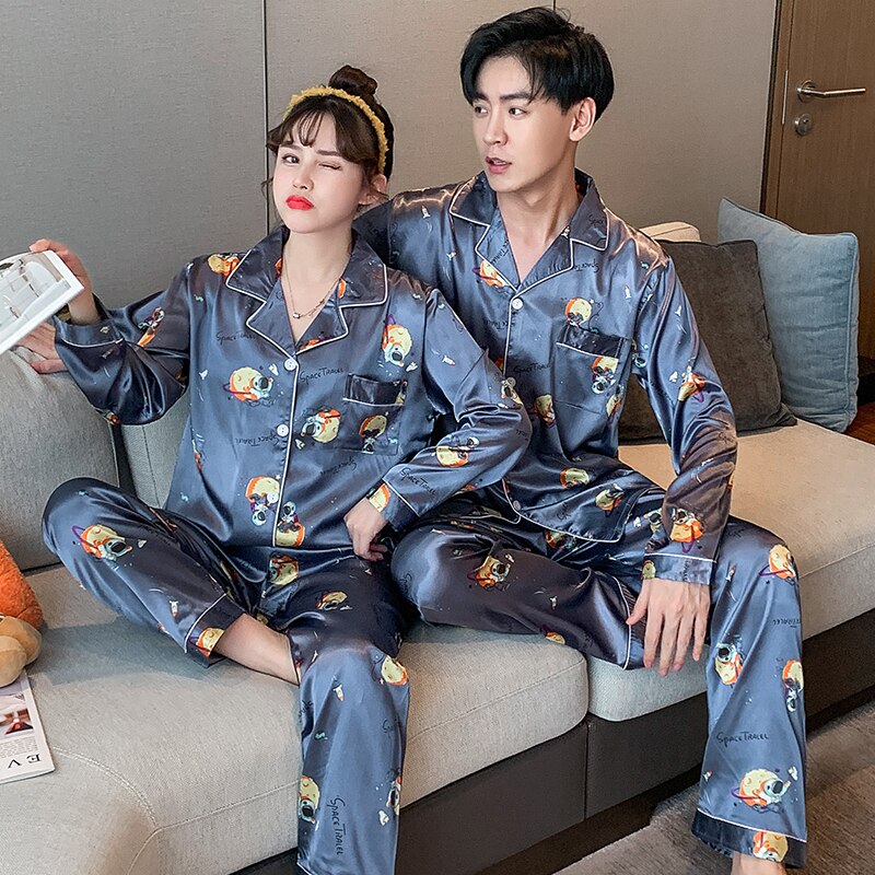 Pyjama de luxe pour couple en Satin décontracté