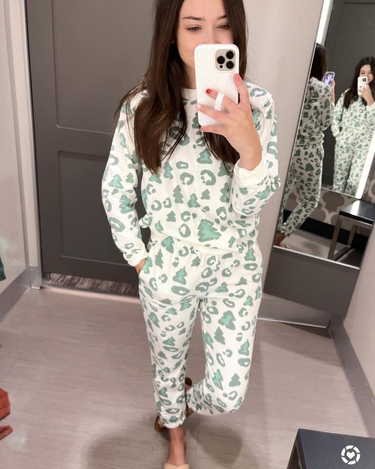 Pyjama de noël sexy pour femmes à manches longues Blanc vert M