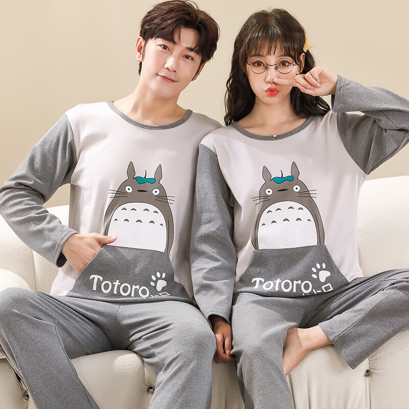 Pyjama en coton pour Couple avec motif imprimé chat_4