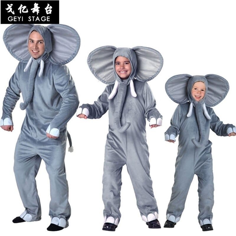 Pyjama en forme d'éléphant costume pour enfant et adulte_4