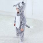 Pyjama en forme de loup à capuche pour enfant en flanelle_5