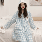 Pyjama en peluche 2 pièces pour femme avec motif chat_7